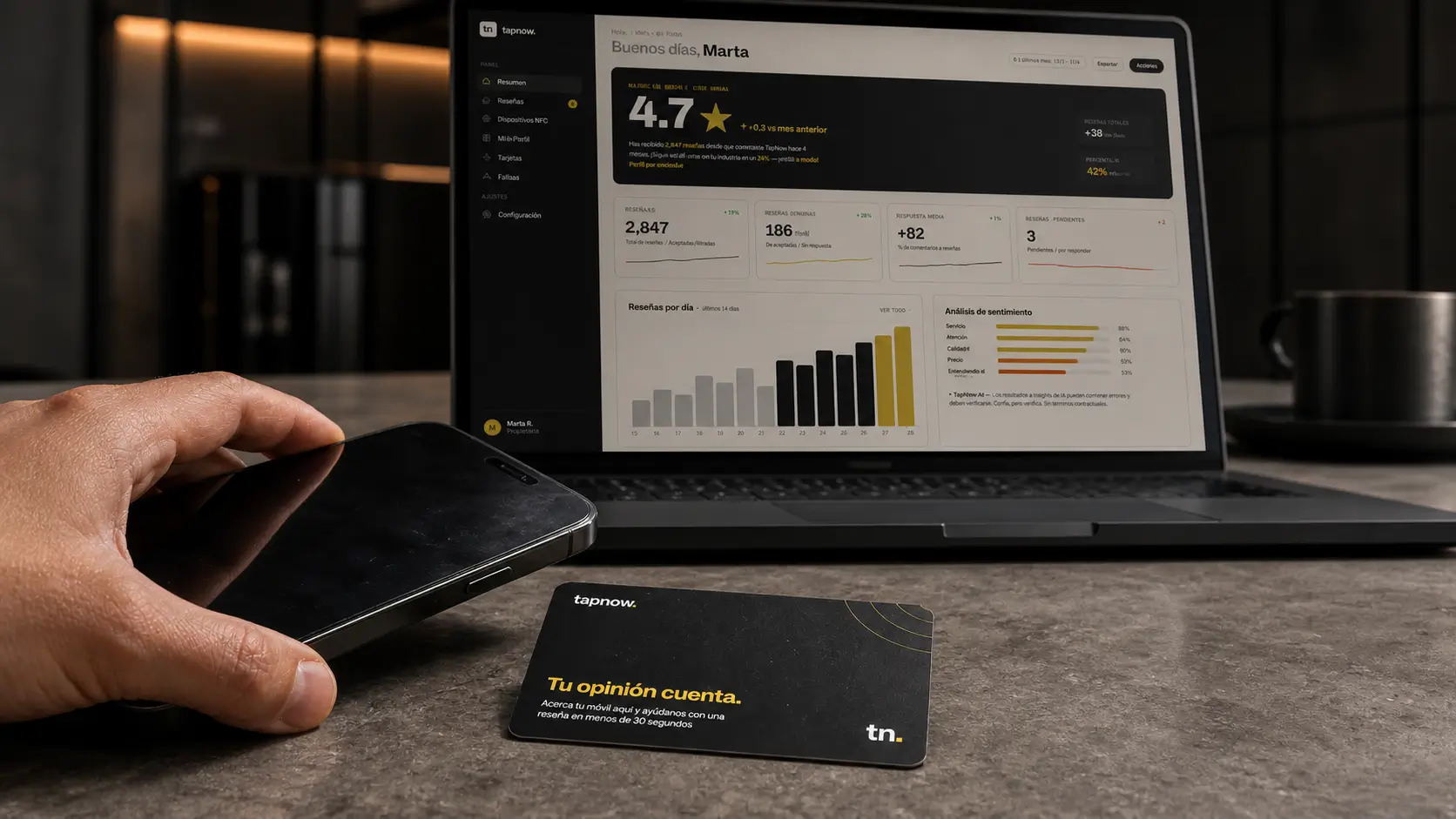 tapnow — conseguir más reseñas en Google con dispositivos NFC y software de gestión hostelera